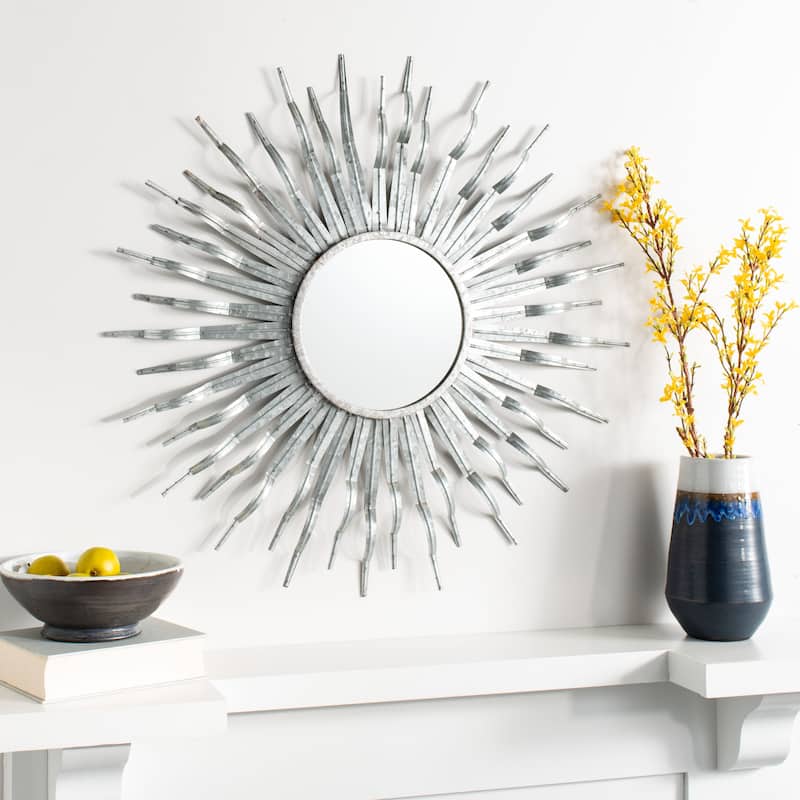 SAFAVIEH Carli 35-inch Sunburst Round Mirror - 35" W x 1.5" L x 35" H - Silver - 35Wx2Dx35H