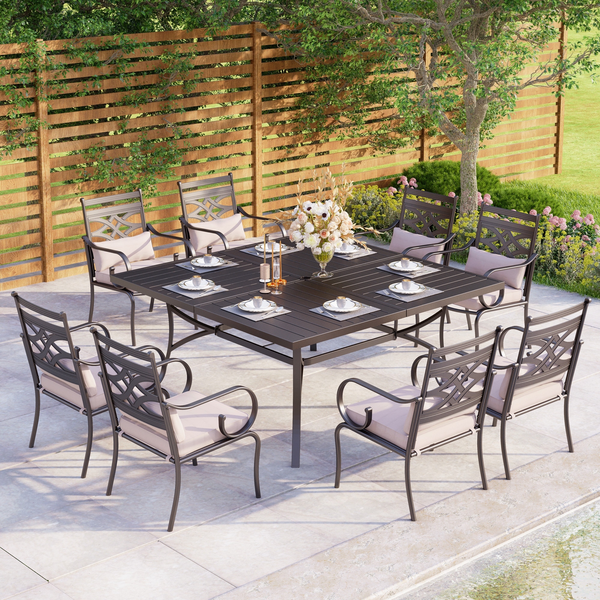 9 piece wrought iron patio set store