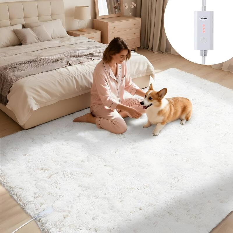 4x6 ft Wired Electric Heated Rug, Floor Mat for Living Room Bedroom - Beige