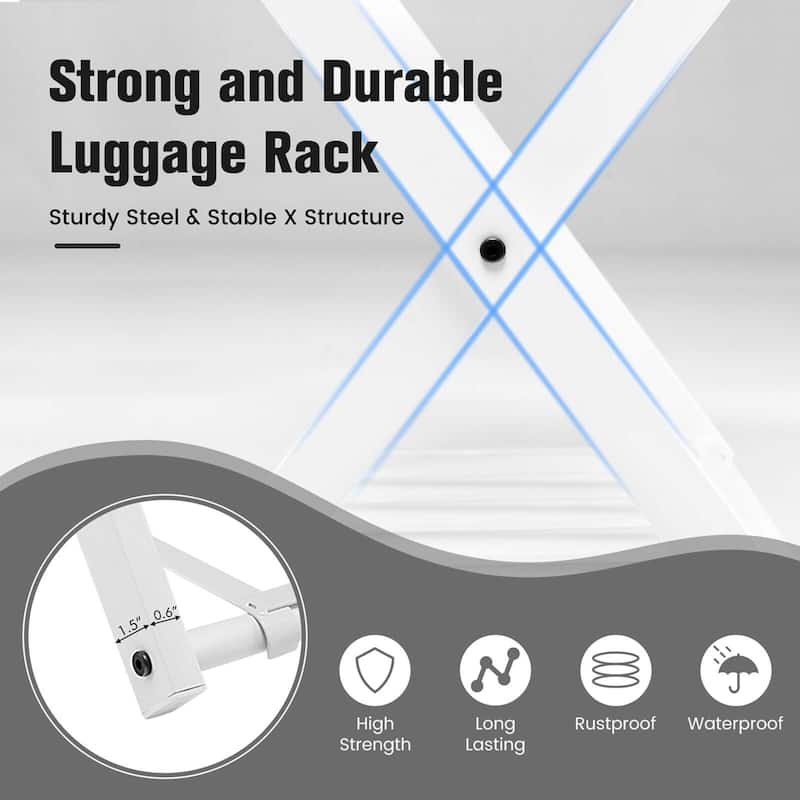 Costway Set of 2/4 Folding Metal Luggage Rack Suitcase Shoe Holder