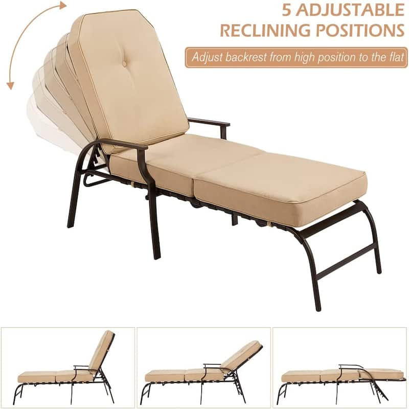 AECOJOY adjustable Outdoor Chaise Patio Lounge Chair (Set of 2)