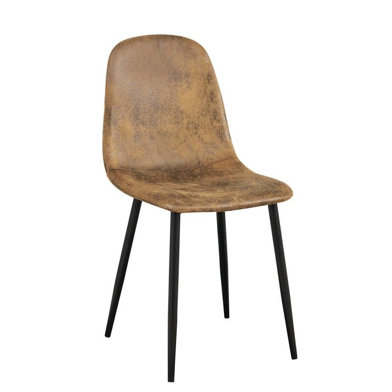 HomeRoots Set of Four Brown and Black Upholstered Suede Dining Side Chairs - 15.70 in. x 33.90 in. x 20.50 in.