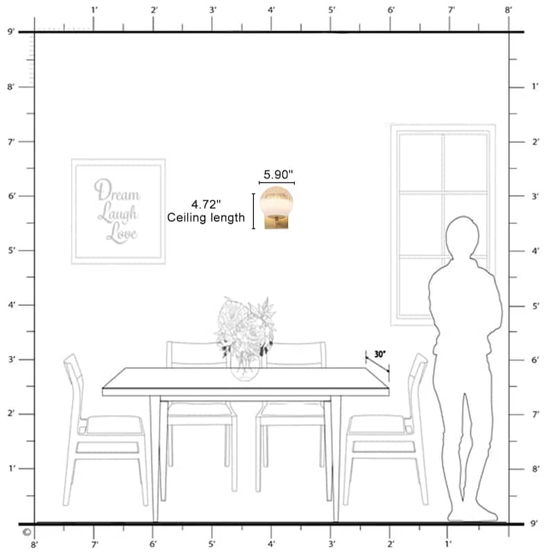 LED Wall Light with Clear-to-White Glass Globe Shade Dual Mount