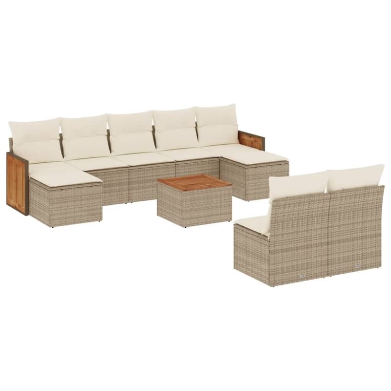 vidaXL Patio Sofa Set with Cushions Outdoor Conversation Furniture Poly Rattan - 21.7 x 21.7 x 14.6