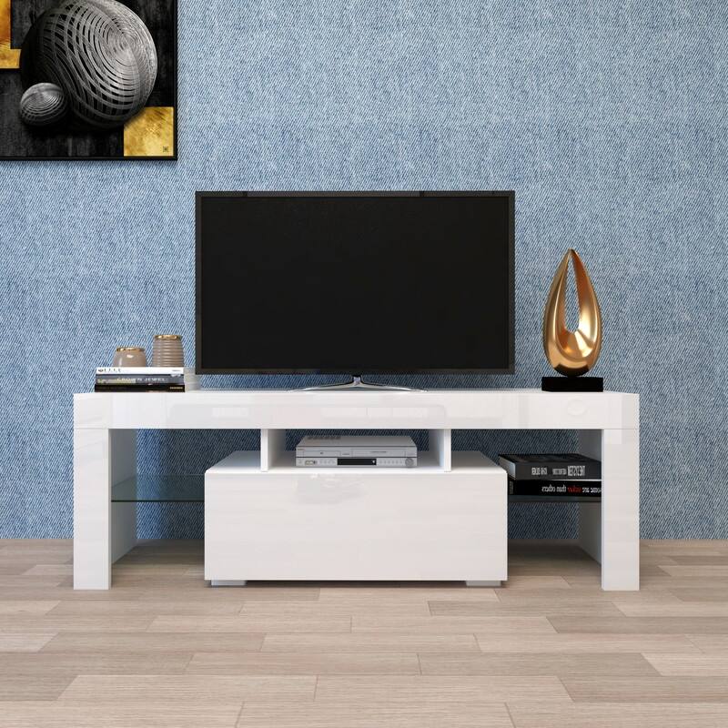Entertainment TV Stand, Large TV Stand TV Base Stand with LED Light TV Cabinet