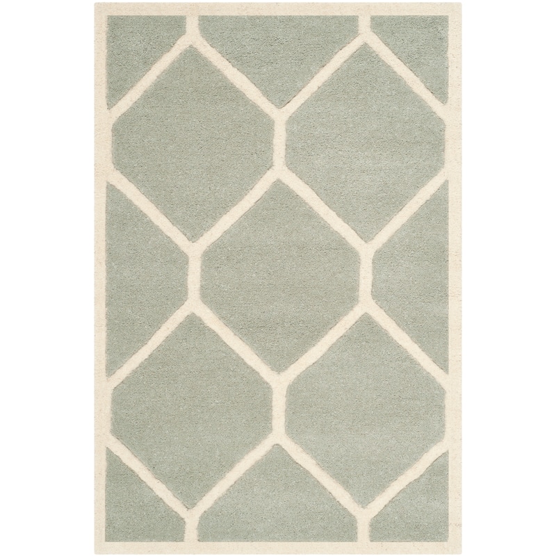 SAFAVIEH Handmade Chatham Afifah Modern Moroccan Wool Rug - 2' x 3' - Grey/Ivory