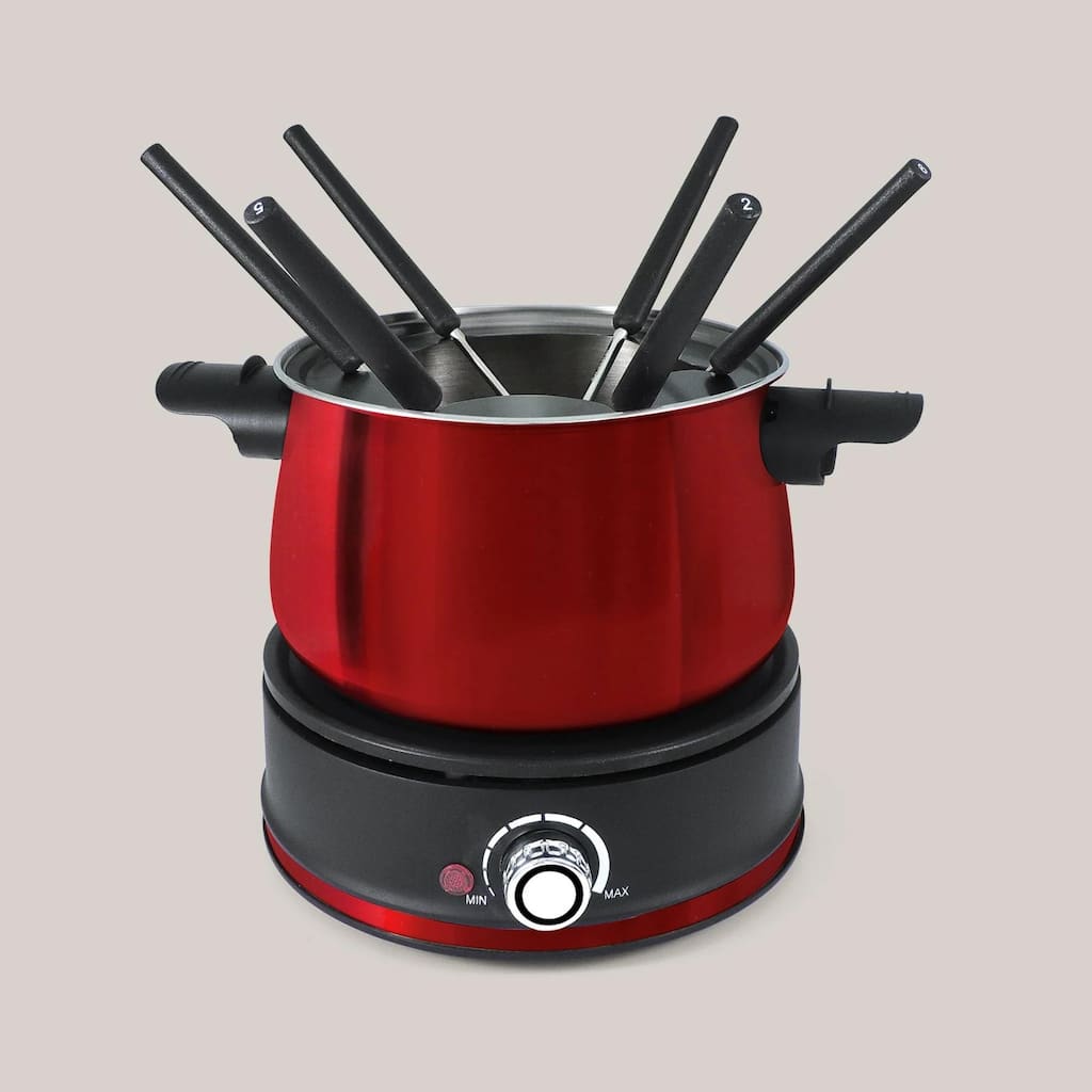 Swissmar Arolla Red Stainless Steel Electric 3-in-1 Fondue Set