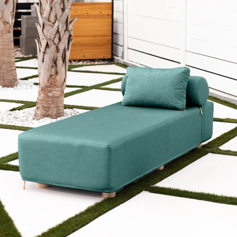 Jaxx Alvy Outdoor Sun Lounger - Luxurious Sunbed with Wood Feet Sunbrella