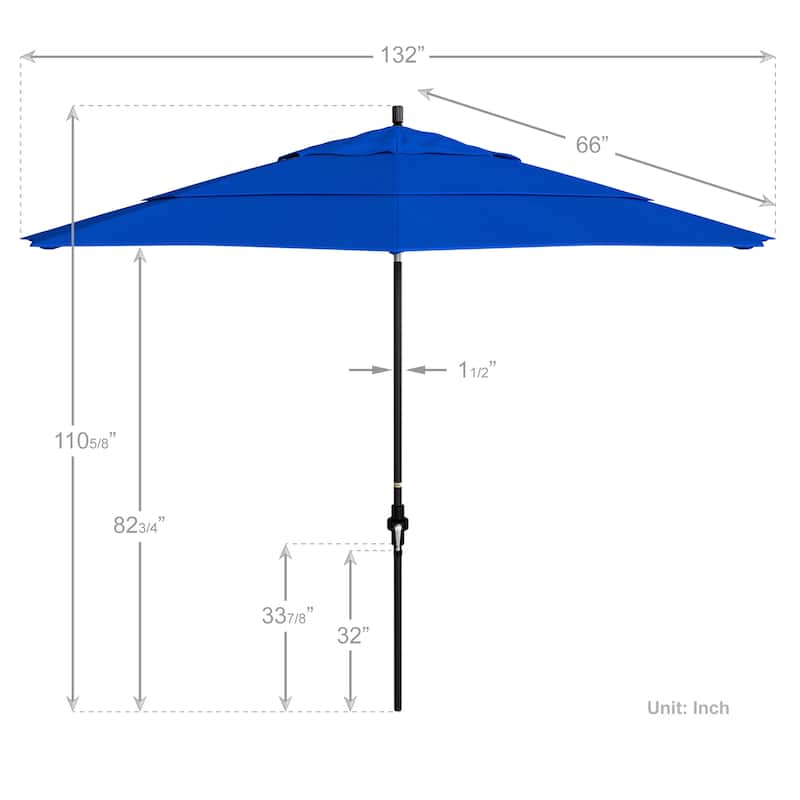 California Umbrella 11-Foot Round Aluminum, Crank Open Collar Tilt Patio Umbrella, Sunbrella Fabric
