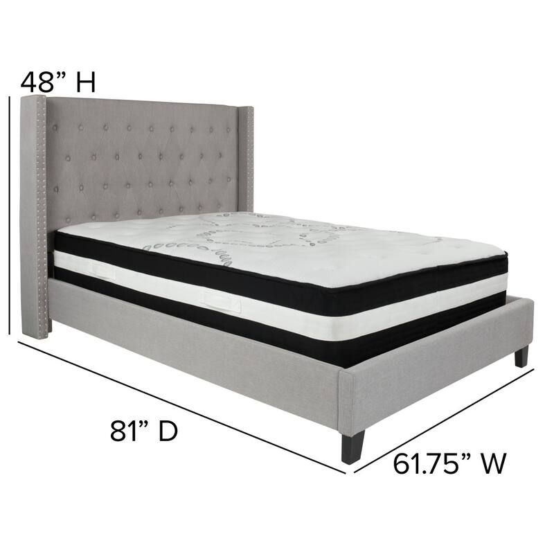 Tufted Upholstered Platform Bed with Pocket Spring Mattress