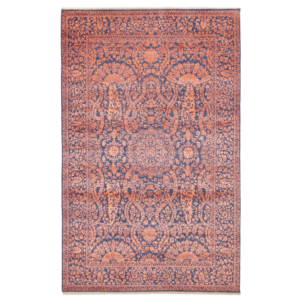 ECARPETGALLERY Hand-knotted Heritage Coral Silk, Wool Rug - 5' 11" x 9' 4"