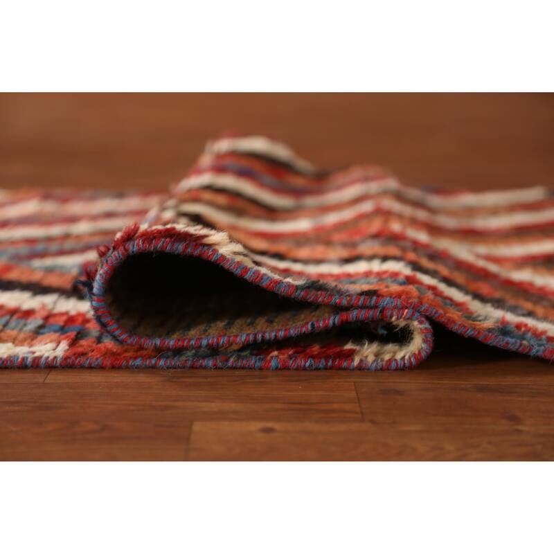 Chevron Style Moroccan Oriental Runner Rug Hand-Knotted Wool Carpet - 2'5" x 9'11"