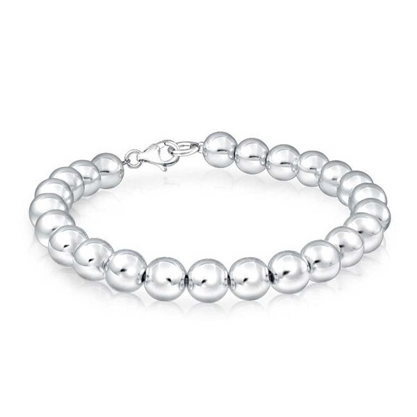 Bling Jewelry 925 Sterling Silver Beaded Ball Wedding Bridal Bracelet 8mm