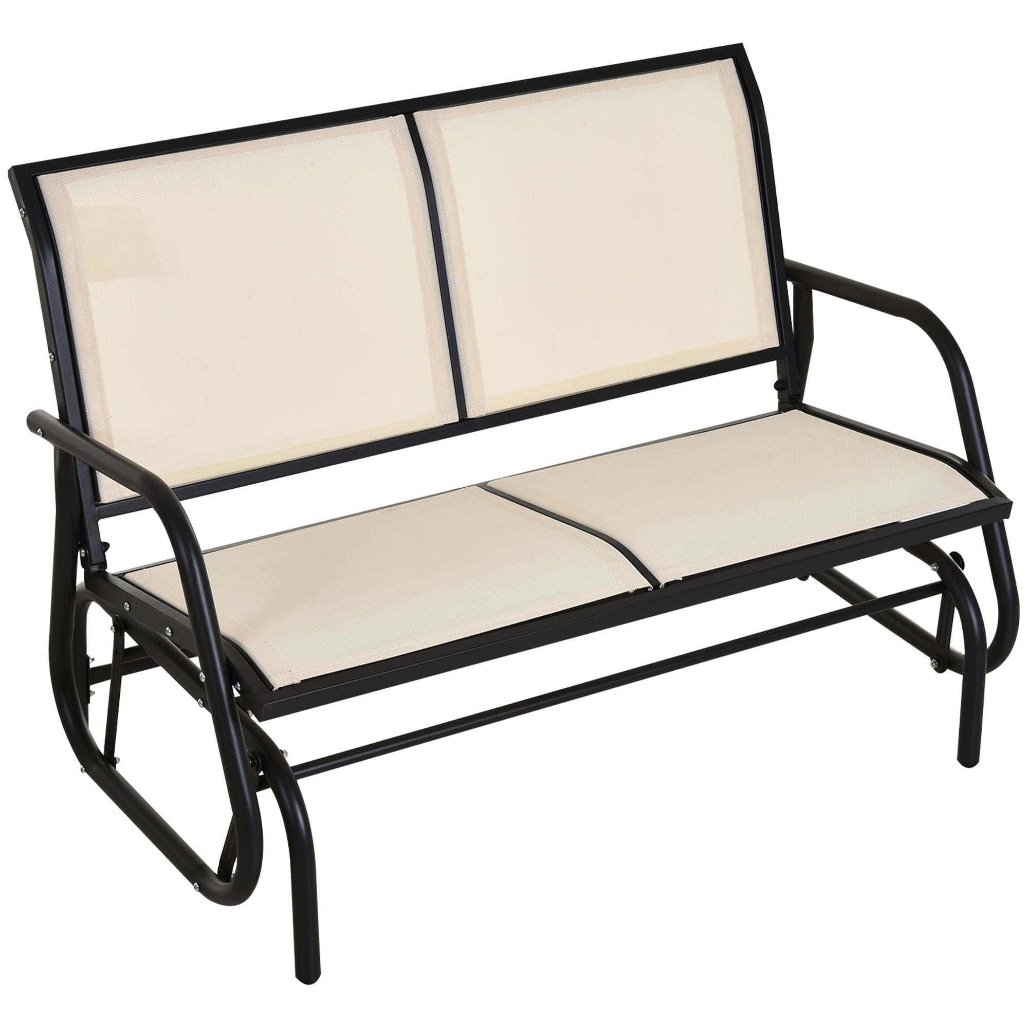 2-Person Outdoor Glider Bench, Patio Double Swing Rocking Chair Loveseat w/Powder Coated Steel Frame