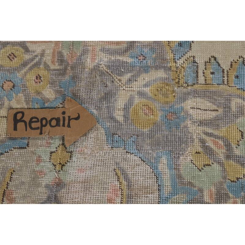 Traditional Tabriz Persian Area Rug Handmade Beige Wool Carpet - 10'0"x 12'5"