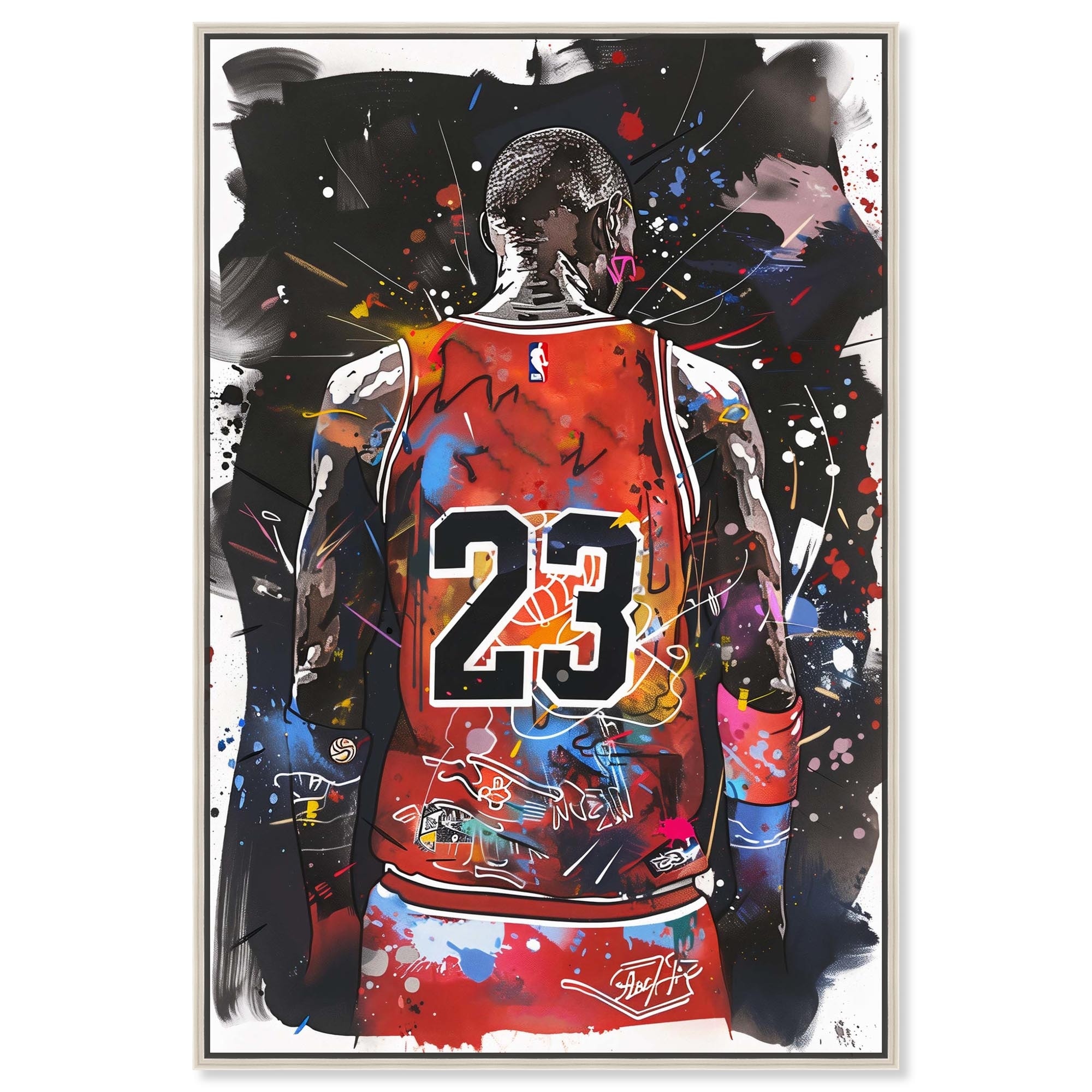 Red Graffiti Basketball Canvas Trend Sport Wall Art by Notoriart