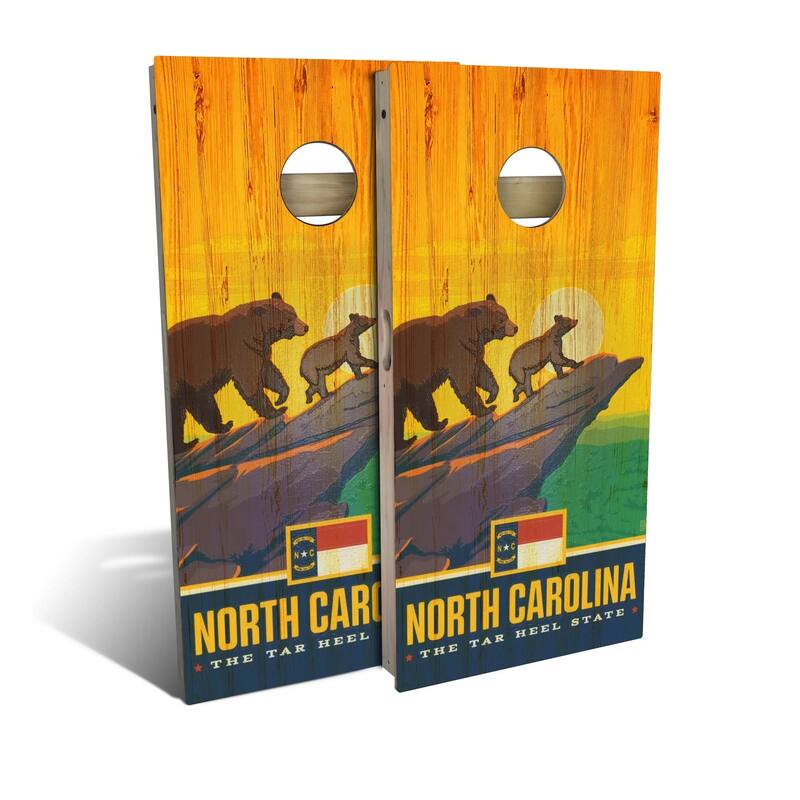 North Carolina State Pride Outdoor Cornhole Board Set - Board Wraps Only - Include Hole + Edge Lights