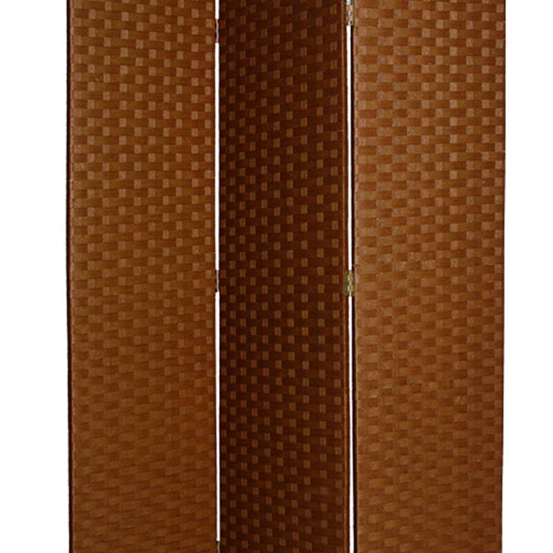Wooden Foldable 3 Panel Room Divider with Streamline Design, Dark Brown
