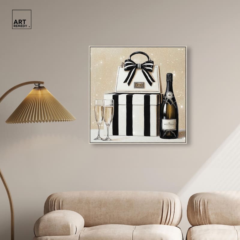 Black and White Striped Glam Canvas by Art Remedy
