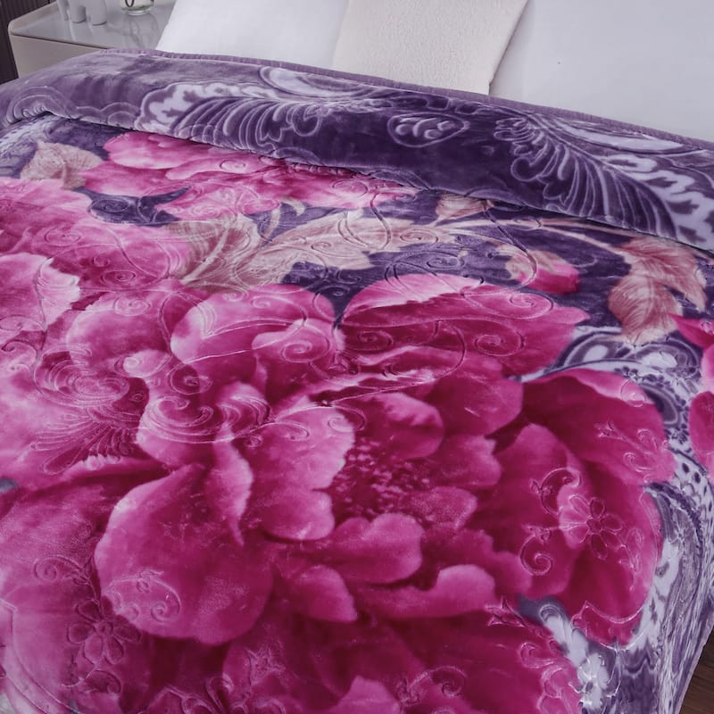 Raschel A&B Printed 2-ply Reversible Korean-style Plush Fleece Blanket