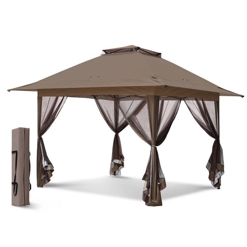 EAGLE PEAK 13x13 Pop Up Gazebo with Mosquito Netting, Easy Up Screened Canopy for Patio and Backyard, Easy Set-up Outdoor Gazebo