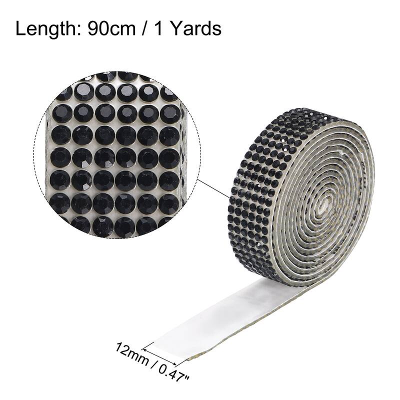 3 Roll 1 Yard 12mm Self Adhesive Crystal Ribbon - Black