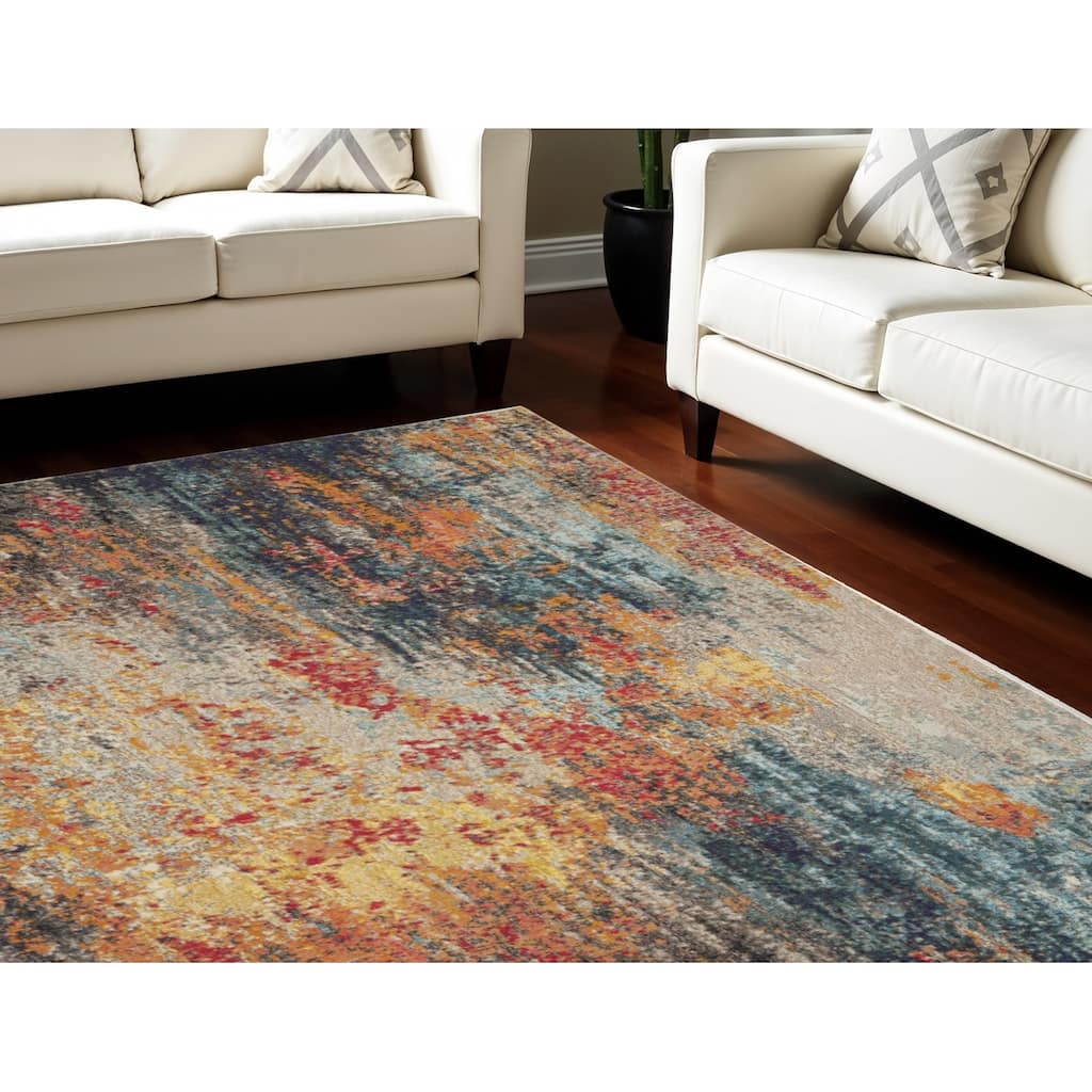 Abstract Modern Non Skid Stain Resistant Area Rug - 115' X '79' X '0.5
