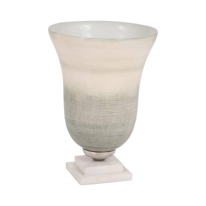 Sagebrook Home Neutral Coastal Glass Sage/Ivory Round Vase On Marble Base