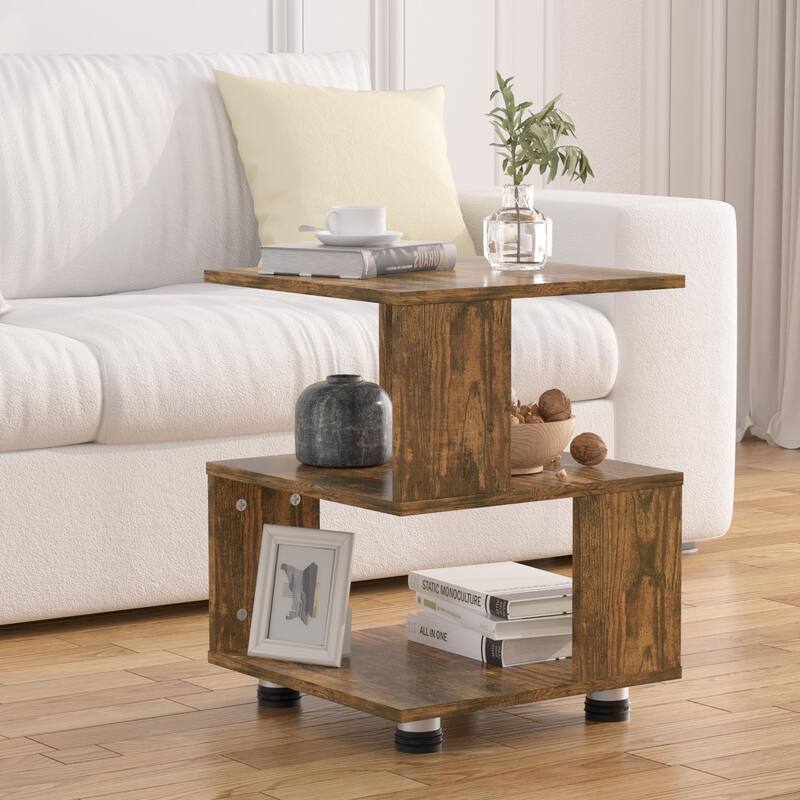 Tatami Magic Cube Nightstands with Classic Modern 2-Tier Rectangle Hollow Design