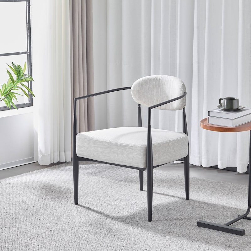 Roomfitters Mid-Century Modern Upholstered Accent Armchair with Metal Frame - Beige,Black