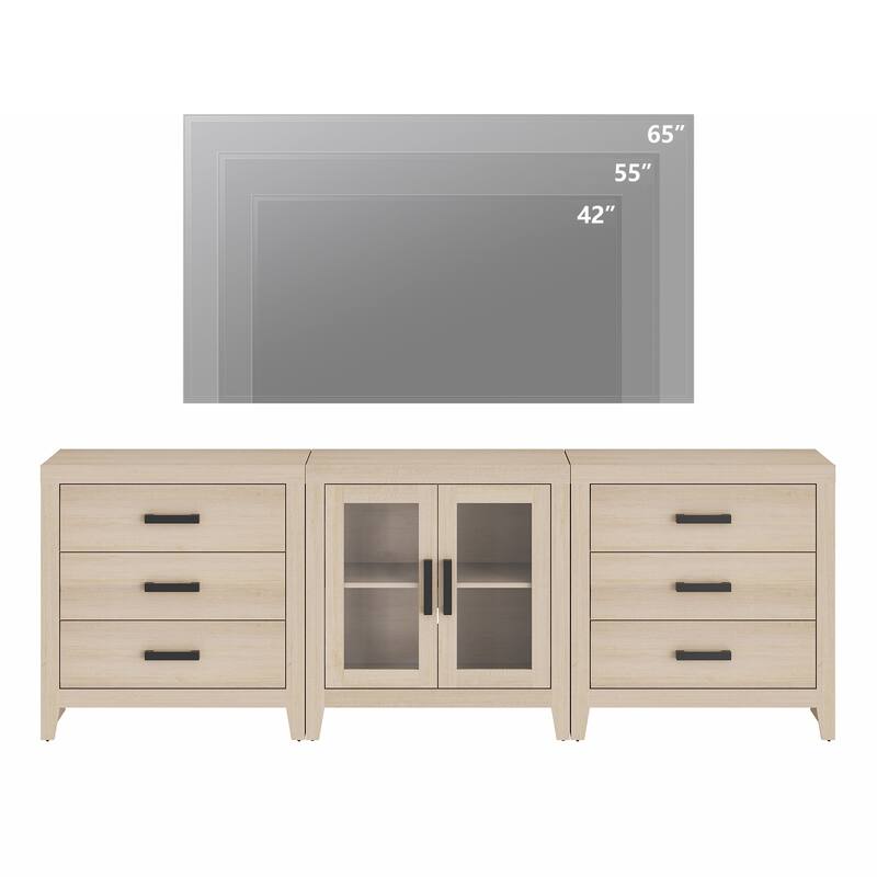 WAMPAT TV Stand for TVs up to 85 Inch, 3 in 1 Multifunction Entertainment Center with Drawers and Glass Doors - n/a