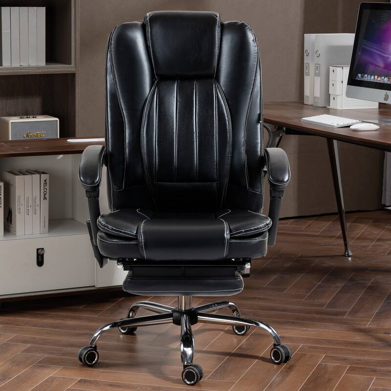 Stylish Office Chair Modern Massage Office Chair with 4 Modes, Tilt Heating and Footrest, for Office
