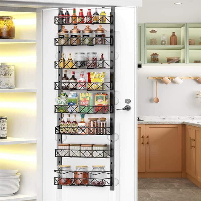 Over the Door Pantry Organizer - 6-Tier Pantry Organizers and Storage - 5.12"D x 16.54"W x 62.99"H