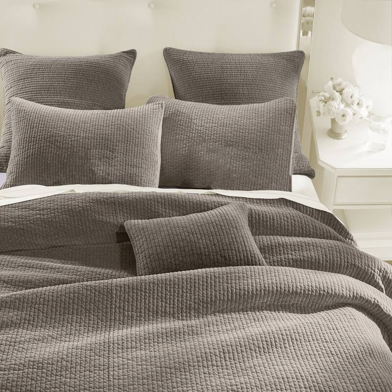 HiEnd Accents Stonewashed Cotton Velvet Traditional Bedding 3 Piece Quilt Set with Pillow Shams