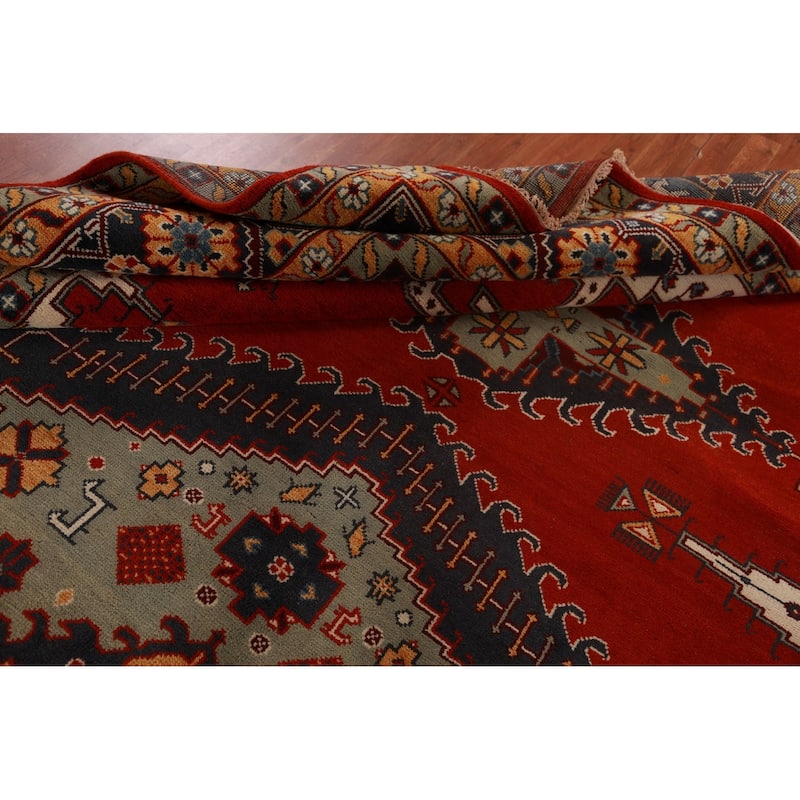 Palace Size Red Viss Indian Large Rug Handmade Wool Carpet - 12'2"x 17'9"