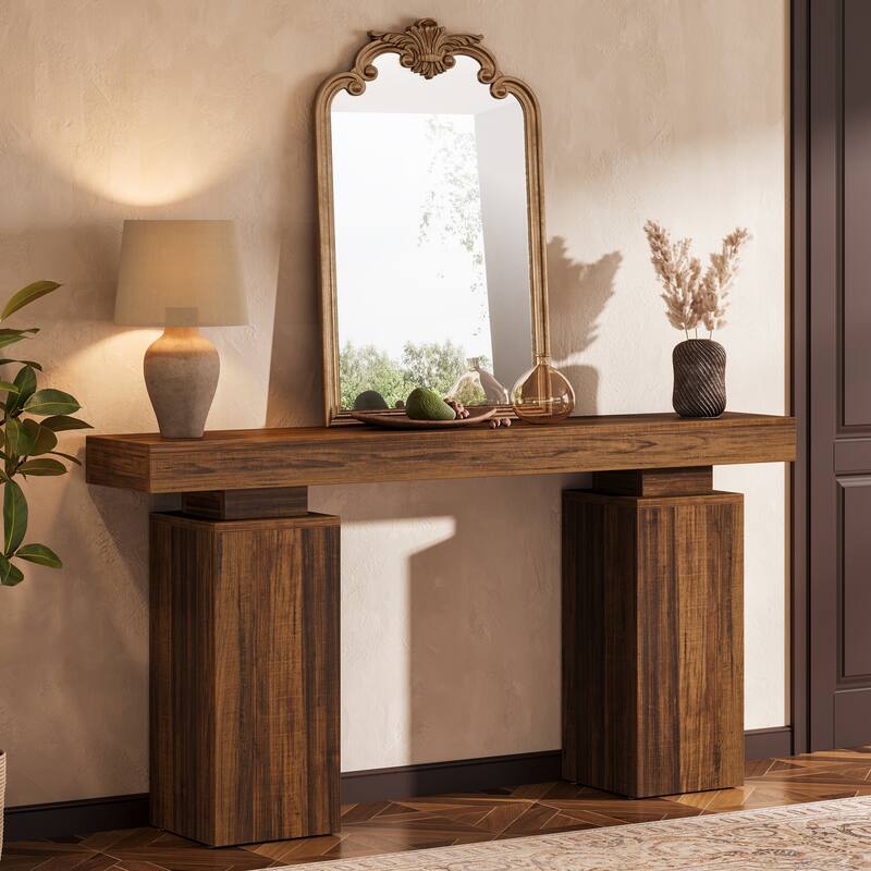 63-Inch Long Console Table, Farmhouse Entryway Table Behind Couch