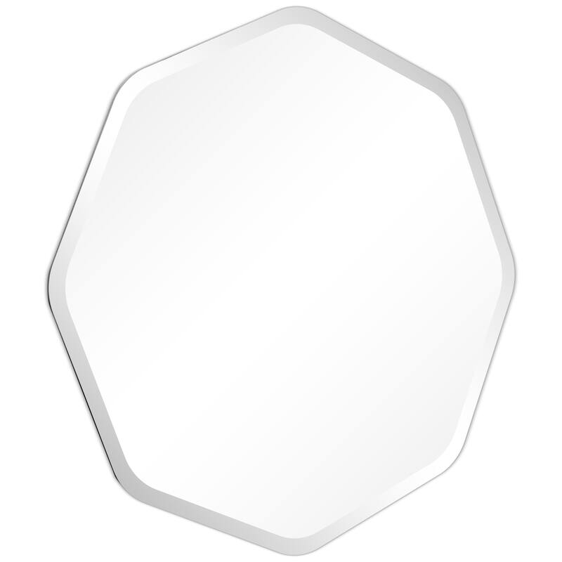 Frameless Beveled Octagonal Black Matte Finished Wall Mirror - 28" x 28" x 0.6"