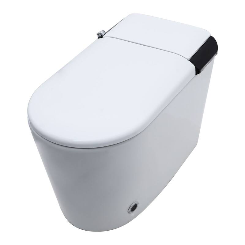1-Piece 1.28 GPF Auto Single Flush Elongated Bidet Toilet Smart Toilet in White - White