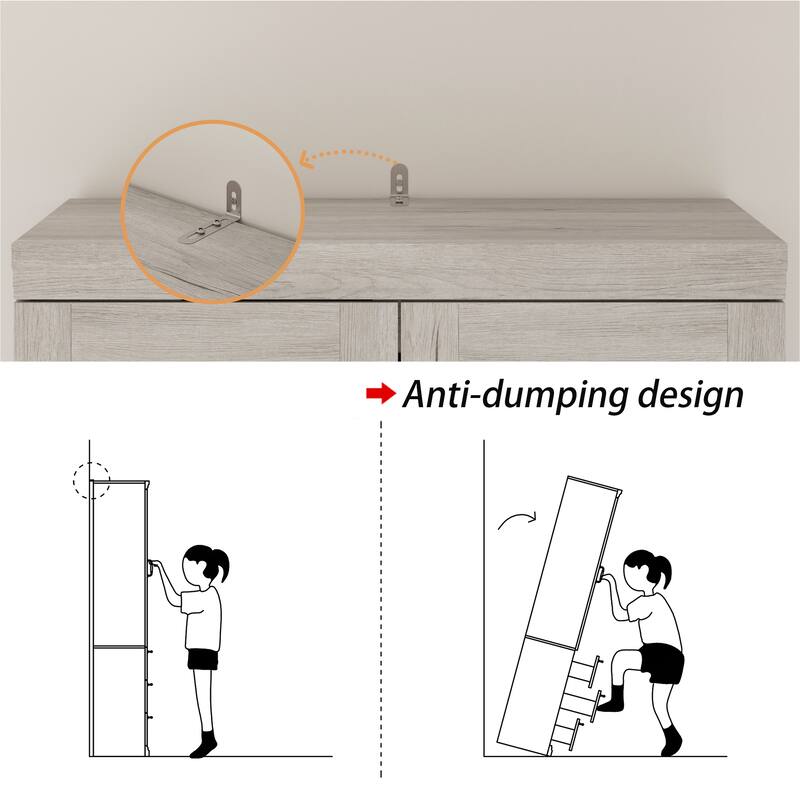 Bookcase Cabinet with Glass Doors and Drawers Multi-Purpose Storage Display Hutch for Living Room or Dining Room