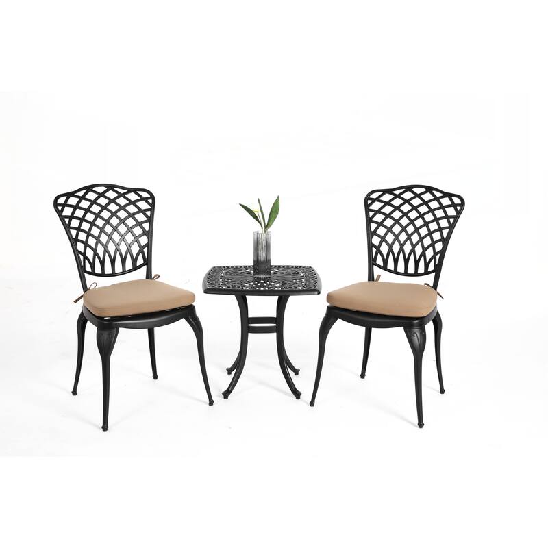 Bistro Set 3 Piece Rustproof Cast Aluminum Patio Furniture Sets