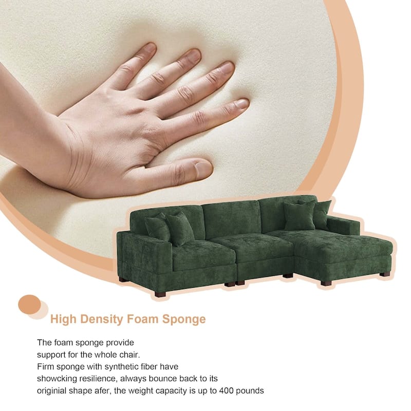 Modern Oversized Chenille Modular Sectional Sofa With Chaise