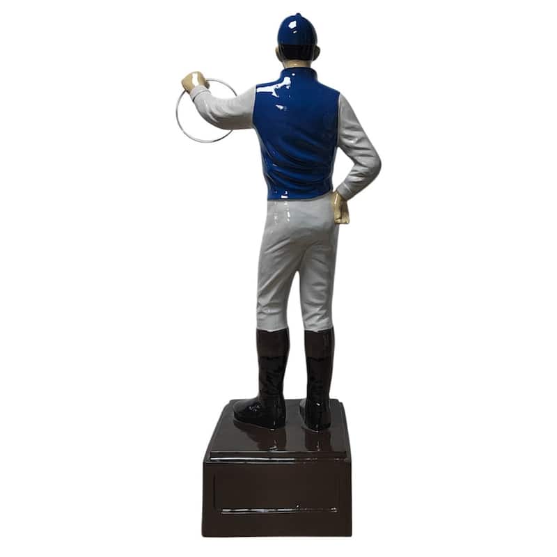 Classic Lawn Jockey Blue White Sleeves Garden Statue