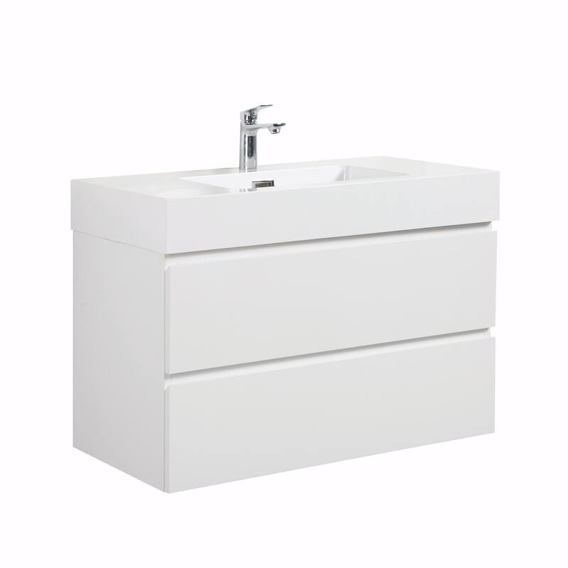 36"/30"/24" Floating Bathroom Vanity with Sink, Wall-Mounted Storage Cabinet