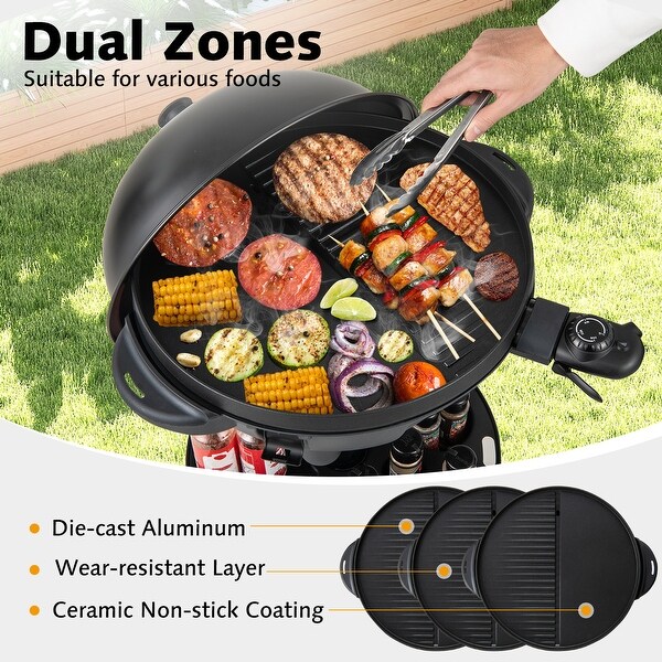 Gymax Indoor Outdoor Electric Grill w/ Non-stick Grill Plate - Bed