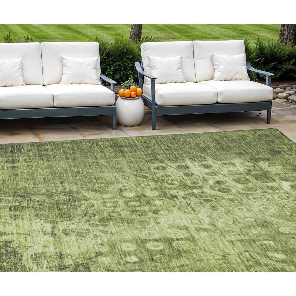 HomeRoots Ikat Transitional Rectangle Outdoor Rug