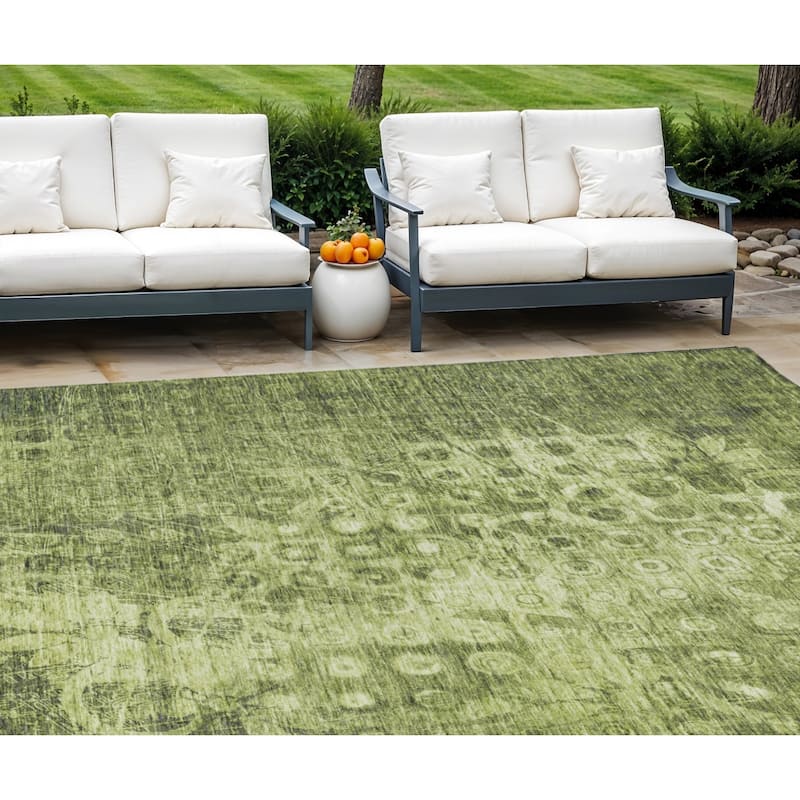 HomeRoots Ikat Transitional Rectangle Outdoor Rug - 10' X 14'