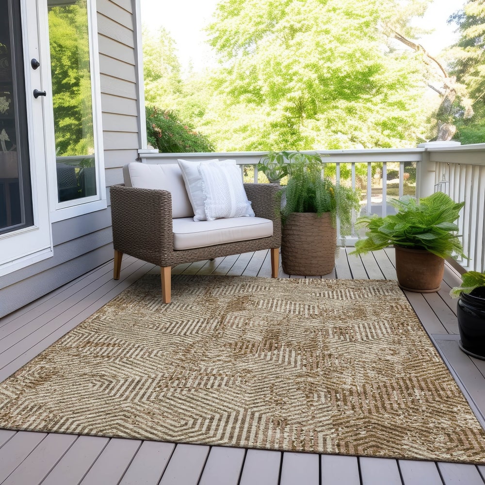 Machine Washable Indoor/ Outdoor Chantille Contemporary Maze Rug