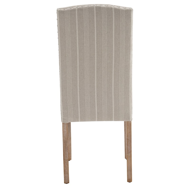 Set of 2 Gray Fabric Dining Chairs with Nailhead Trim