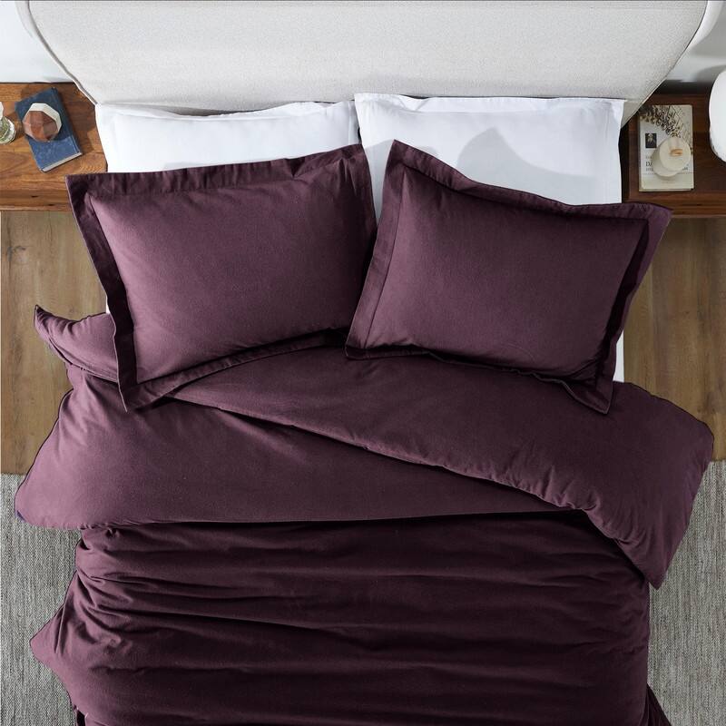 Superior Classic Solid Flannel Cotton Duvet Cover Set