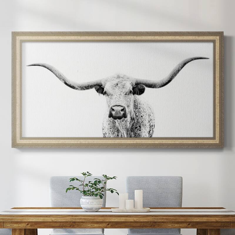 Longhorn Gaze Premium Framed Canvas- Ready to Hang